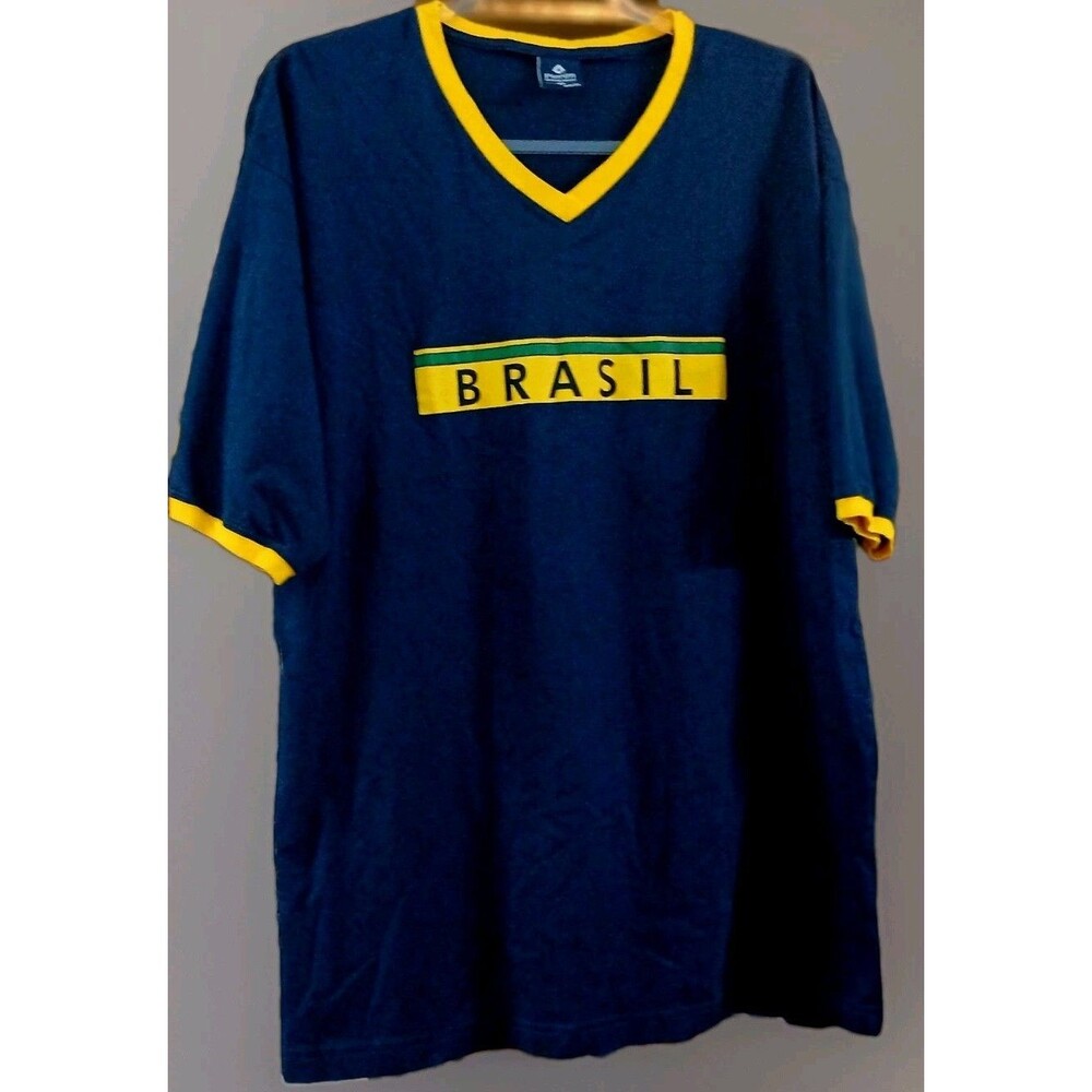 Brasil Soccer Jersey Shirt Men XL Yellow Blue Brazil Football Fan FIFA World Cup